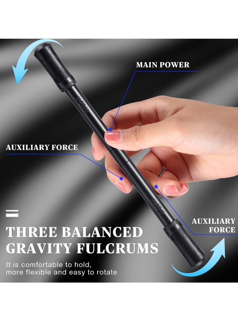 Generic - 2-Pack Finger Spinning Pen Set, Rolling Pen Stunt Game with Tutorial, Stress Relief and Brain Training for Kids, Adults, Students, and Beginners (Black and Silver) - Image 1