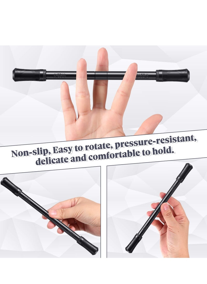 Generic - 2-Pack Finger Spinning Pen Set, Rolling Pen Stunt Game with Tutorial, Stress Relief and Brain Training for Kids, Adults, Students, and Beginners (Black and Silver) - Image 1