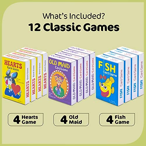 Srenta Kids Card Games Bulk 12 Pack Classic Card Games for Kids Ages 49 Multi Pack Set Includes Hearts Go Fish Old Maid Playing Cards for Family Game Night Party Favors Classroom Prizes - Image 5