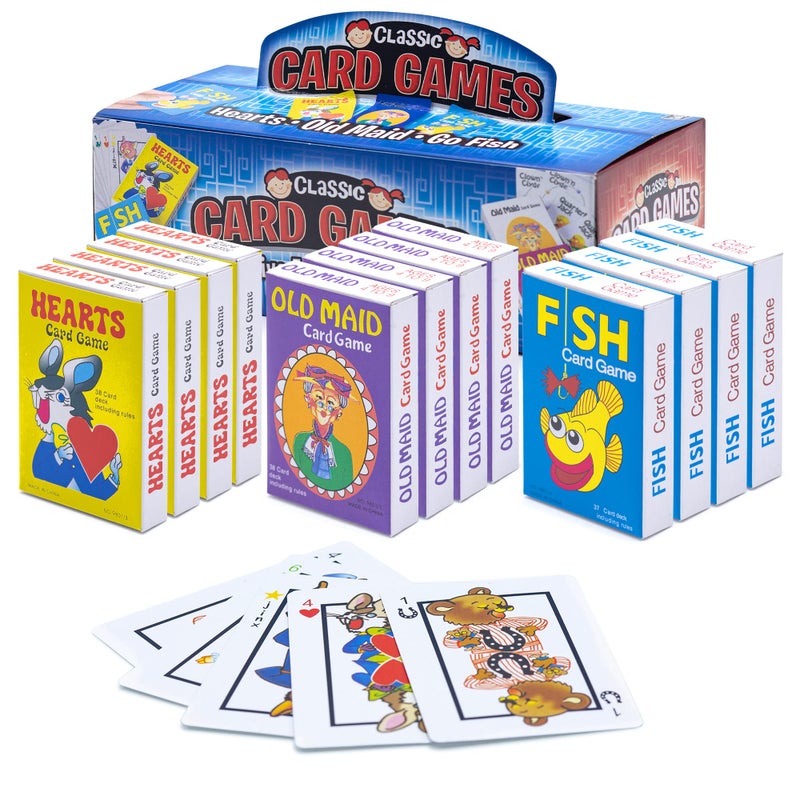 Srenta Kids Card Games Bulk 12 Pack Classic Card Games for Kids Ages 49 Multi Pack Set Includes Hearts Go Fish Old Maid Playing Cards for Family Game Night Party Favors Classroom Prizes - Image 3