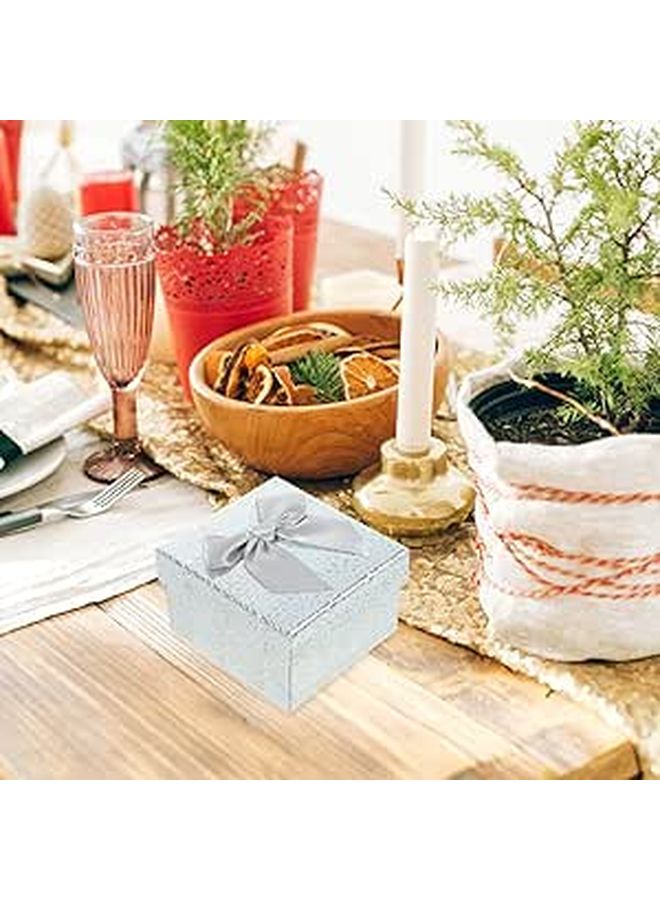 Foldable Gift Box Set with Lid and Ribbon Small Gray 9x8 5x5 5cm for Birthday Wedding Party - Image 1