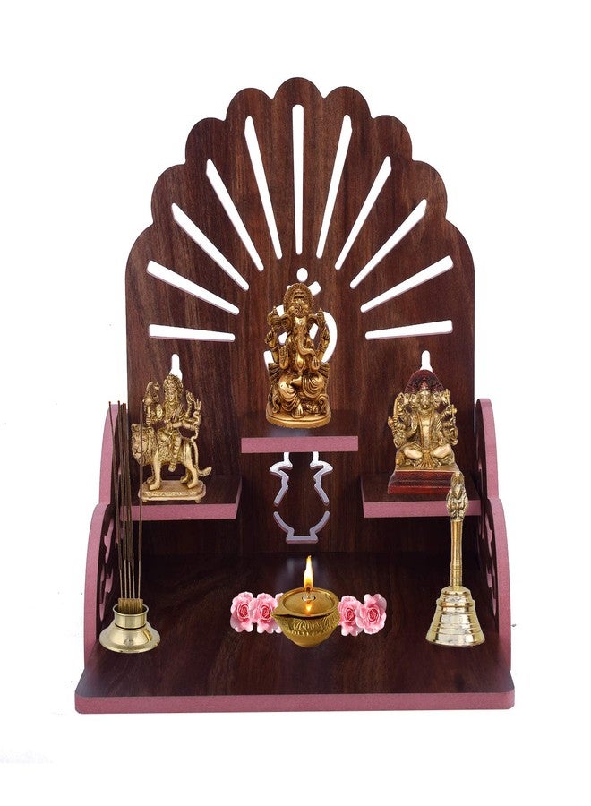 Lakhaji Beautiful MDF Wooden Temple Home Temple Pooja Mandir Wall Hanging and Table Top Home Mandir Temple Home Decor Beautiful Wooden Temple (Brown) - Image 1