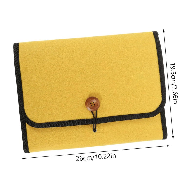 Yellow Felt Organizer Bag for Smartwatch Straps Travel Storage Case 26cm - Image 5