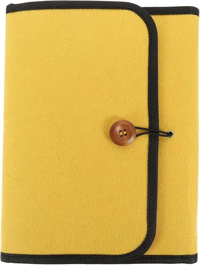 Yellow Felt Organizer Bag for Smartwatch Straps Travel Storage Case 26cm - Image 1