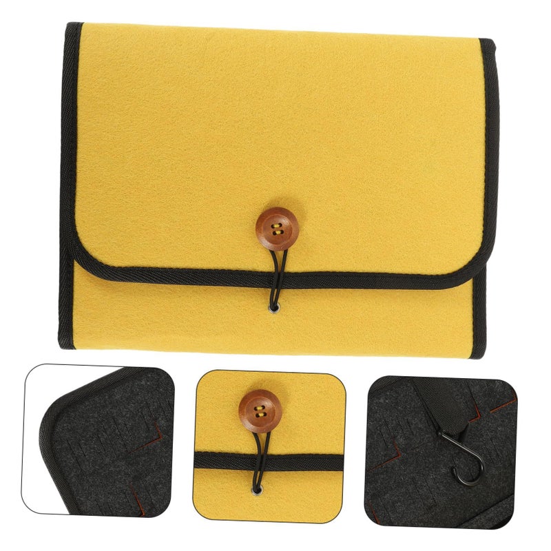 Yellow Felt Organizer Bag for Smartwatch Straps Travel Storage Case 26cm - Image 3