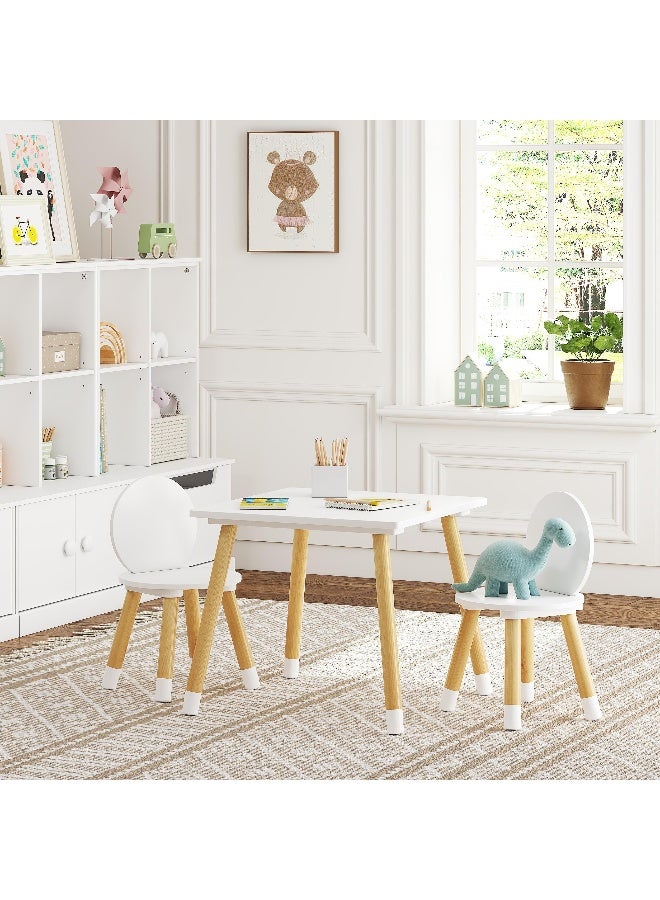 UTEX Kids Table with 2 Chairs Set for Toddlers Boys Girls 3 Piece Kiddy Table and Chairs Set White - Image 3