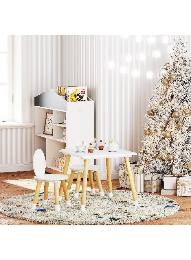 UTEX Kids Table with 2 Chairs Set for Toddlers Boys Girls 3 Piece Kiddy Table and Chairs Set White - Image 4