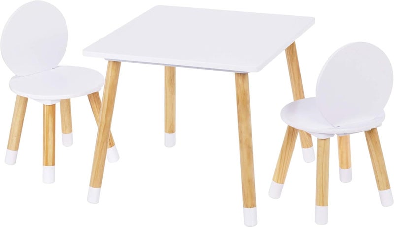 UTEX Kids Table with 2 Chairs Set for Toddlers Boys Girls 3 Piece Kiddy Table and Chairs Set White - Image 1