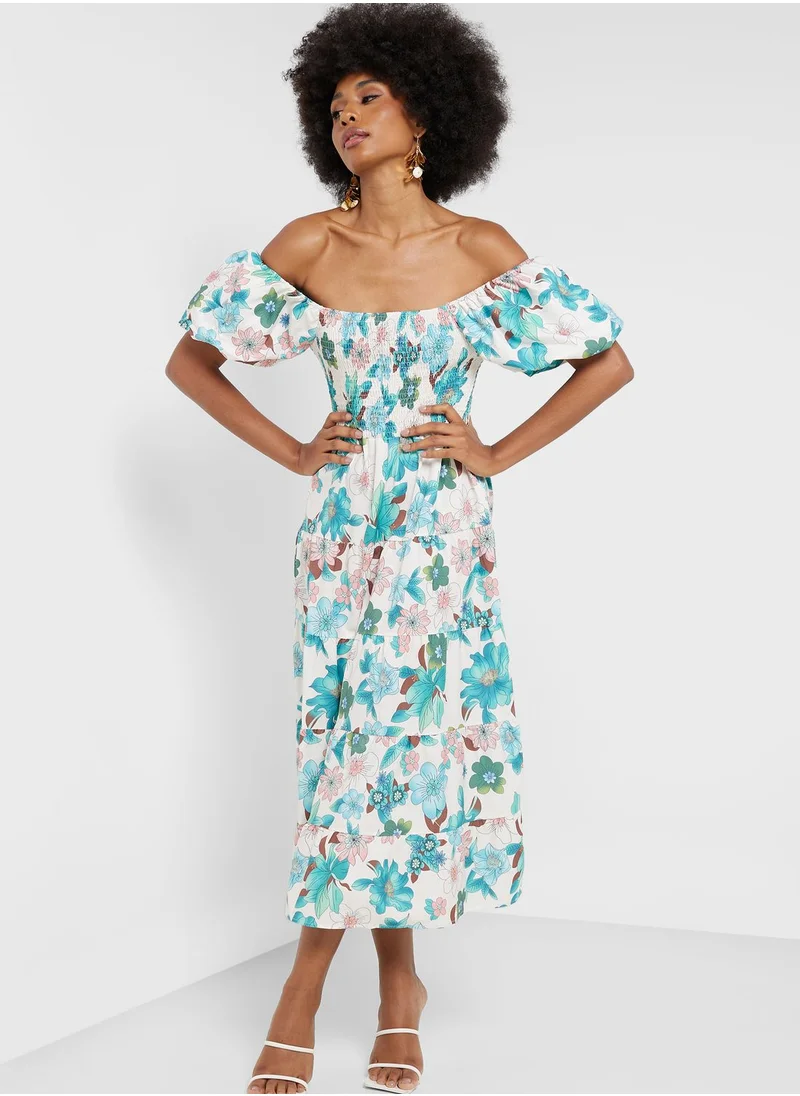 ELLA Off Shoulder Printed Dress