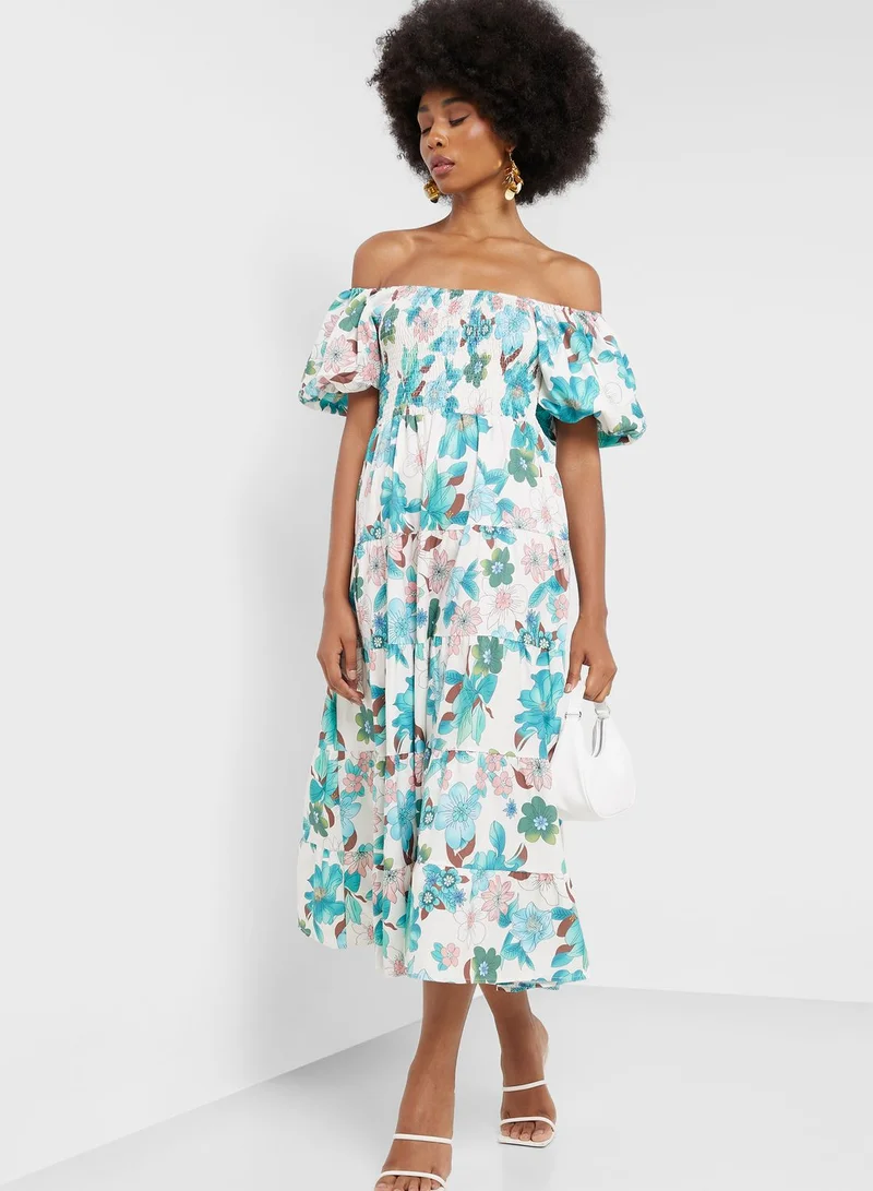 ايلا Off Shoulder Printed Dress