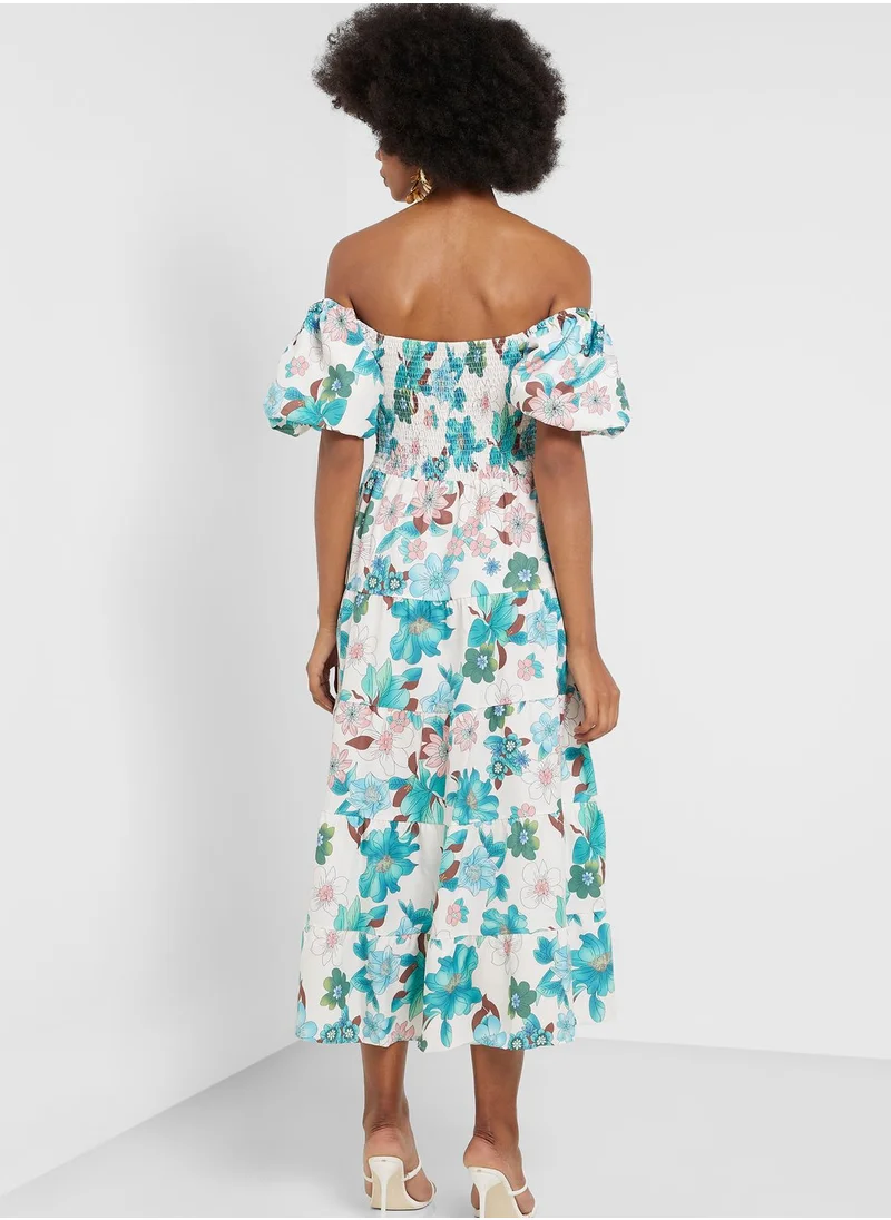 ELLA Off Shoulder Printed Dress
