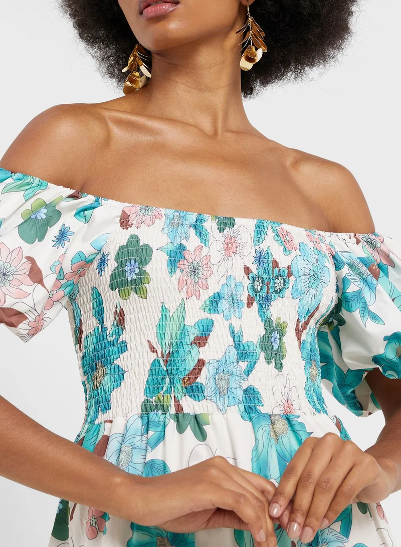 ايلا Off Shoulder Printed Dress