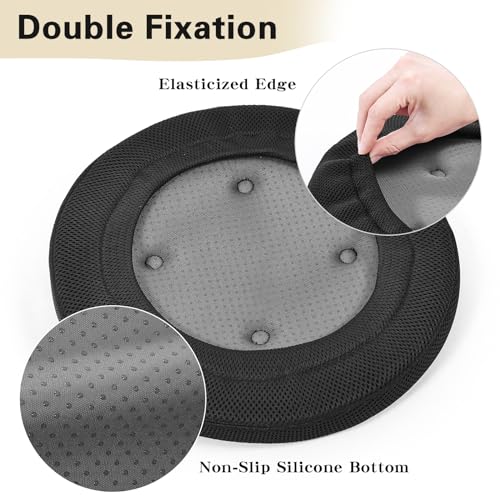 baibu Bar Stool Cushions, Super Breathable Round Bar Stool Covers Seat Cushion Round with Elastic Black 13" - One Cushion Only - Image 4