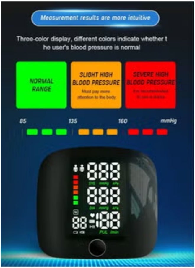 TIGER Digital Wrist Blood Pressure Monitor with Adjustable Cuff Voice Function Large Display 2x99 Memory Readings Automatic BP Detector with Carrying Case - Image 4