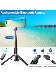 Eocean Selfie Stick Tripod with Rechargeable Remote, 130cm Phone Tripod for iPhone– Portable Mobile Tripod Stand for Trave Video Recording  - Image 3