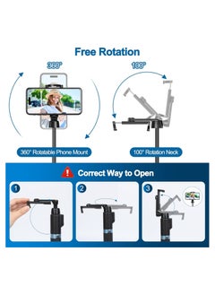 Eocean Selfie Stick Tripod with Rechargeable Remote, 130cm Phone Tripod for iPhone– Portable Mobile Tripod Stand for Trave Video Recording  - Image 4