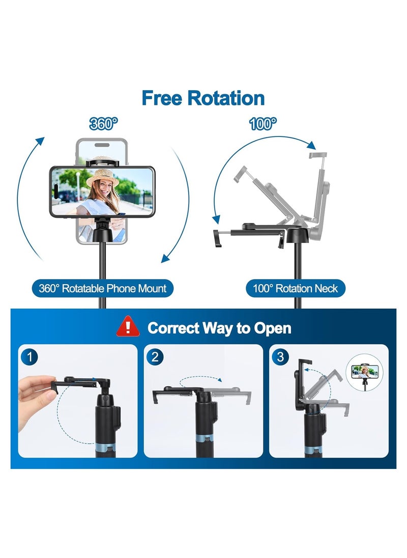 Selfie Stick Tripod with Rechargeable Remote, 130cm Phone Tripod for iPhone– Portable Mobile Tripod Stand for Trave Video Recording