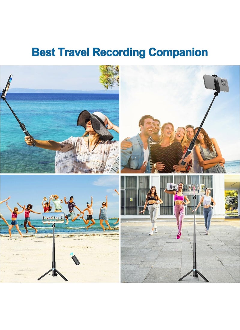 Selfie Stick Tripod with Rechargeable Remote, 130cm Phone Tripod for iPhone– Portable Mobile Tripod Stand for Trave Video Recording