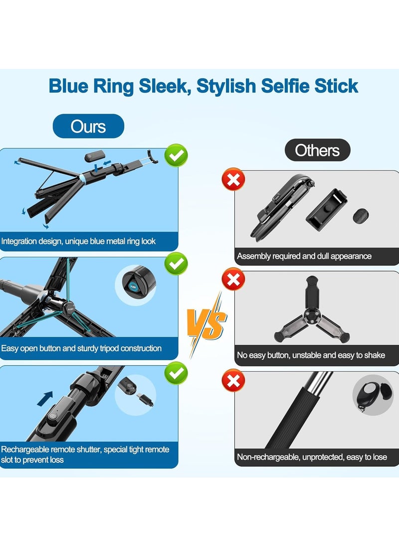 Selfie Stick Tripod with Rechargeable Remote, 130cm Phone Tripod for iPhone– Portable Mobile Tripod Stand for Trave Video Recording