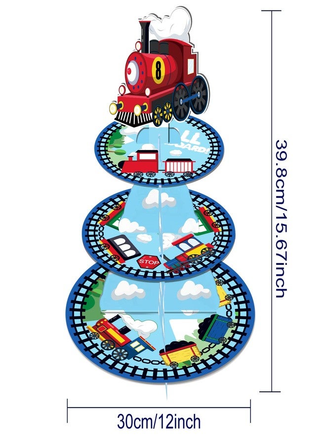CC HOME Train Cupcake Stand 3 Tier Little Train Party Supplies Cake Stand for Kids Birthday Party Decorations - Image 2
