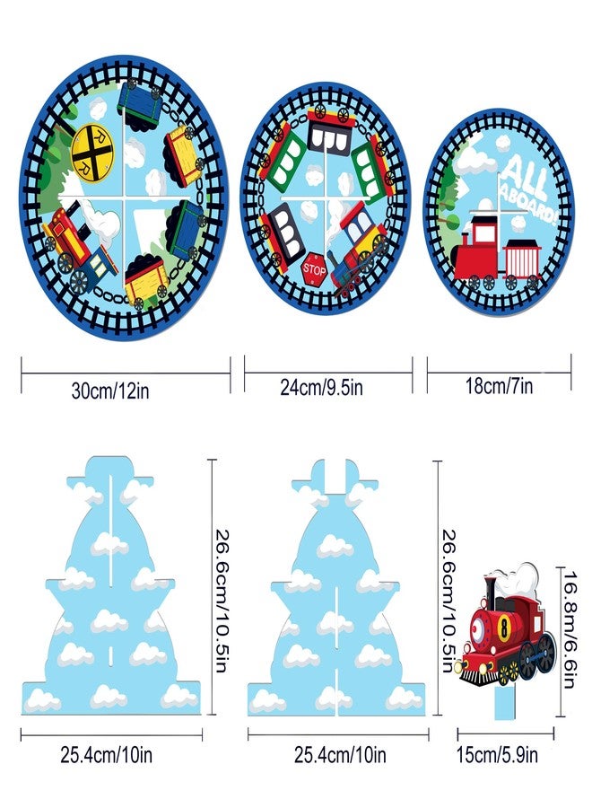 CC HOME Train Cupcake Stand 3 Tier Little Train Party Supplies Cake Stand for Kids Birthday Party Decorations - Image 3