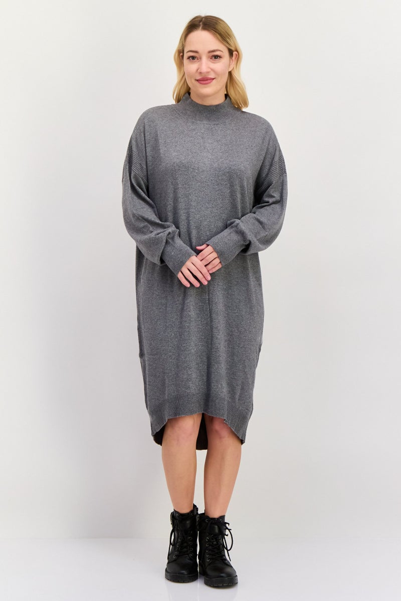 ESPRIT Women Knitted Sweater Dress, Heather Grey - Image 1