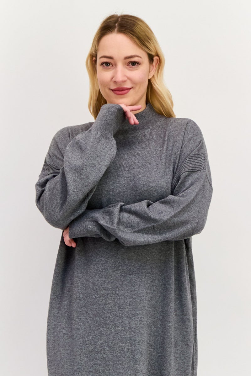 ESPRIT Women Knitted Sweater Dress, Heather Grey - Image 2