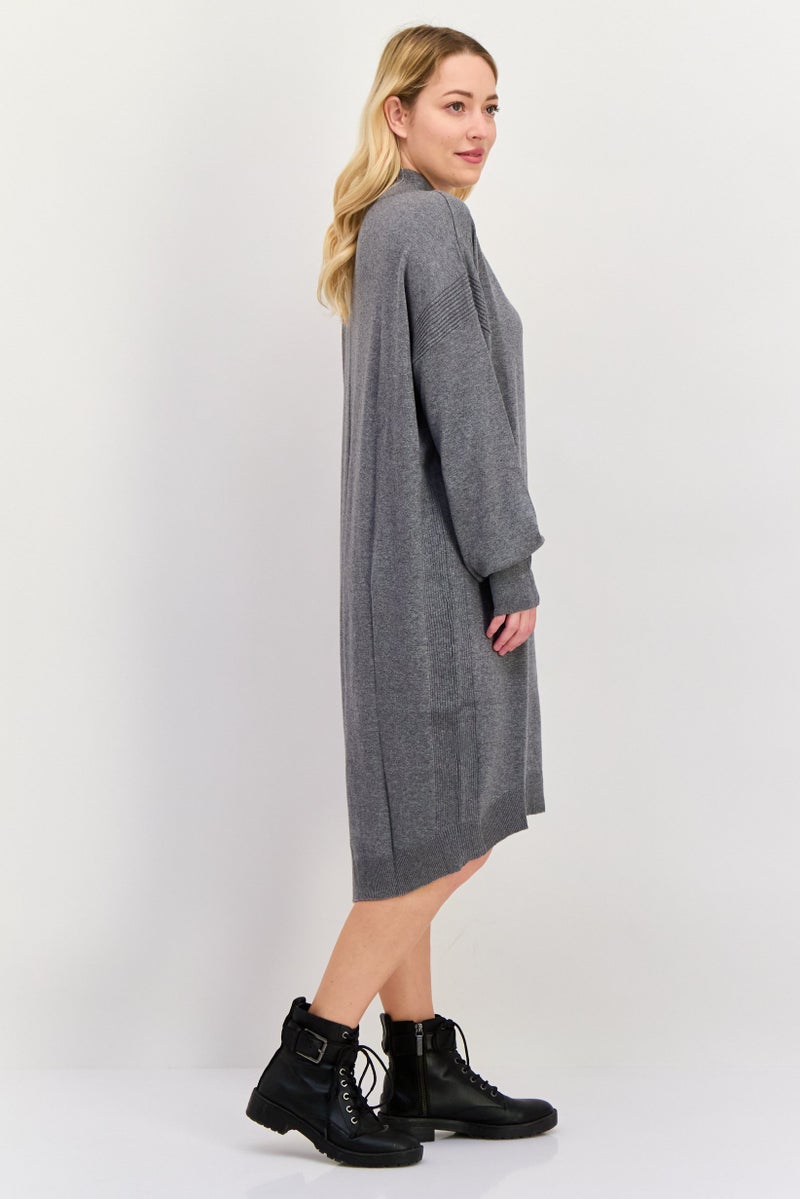 ESPRIT Women Knitted Sweater Dress, Heather Grey - Image 3