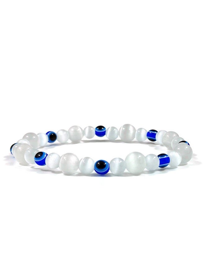 سوار حجر عين القط، بفواصل عين شريرة، عصري ومتعدد الاستخدامات، سوار دائري من خرز، مجوهرات - Image 1