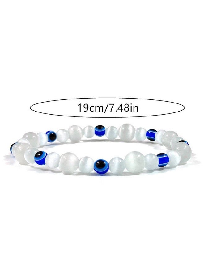 سوار حجر عين القط، بفواصل عين شريرة، عصري ومتعدد الاستخدامات، سوار دائري من خرز، مجوهرات - Image 2