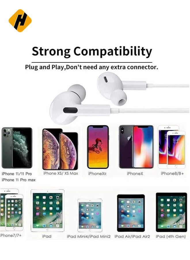 HuHa - Earbuds/Headphone with Lightning Connector(Built-in Microphone & Volume Control) in-Ear Stereo Headphones Headset Compatible with iPhone14/SE/11/X/8 7-All iOS System[Apple MFi Certified]Plug and play - Image 1