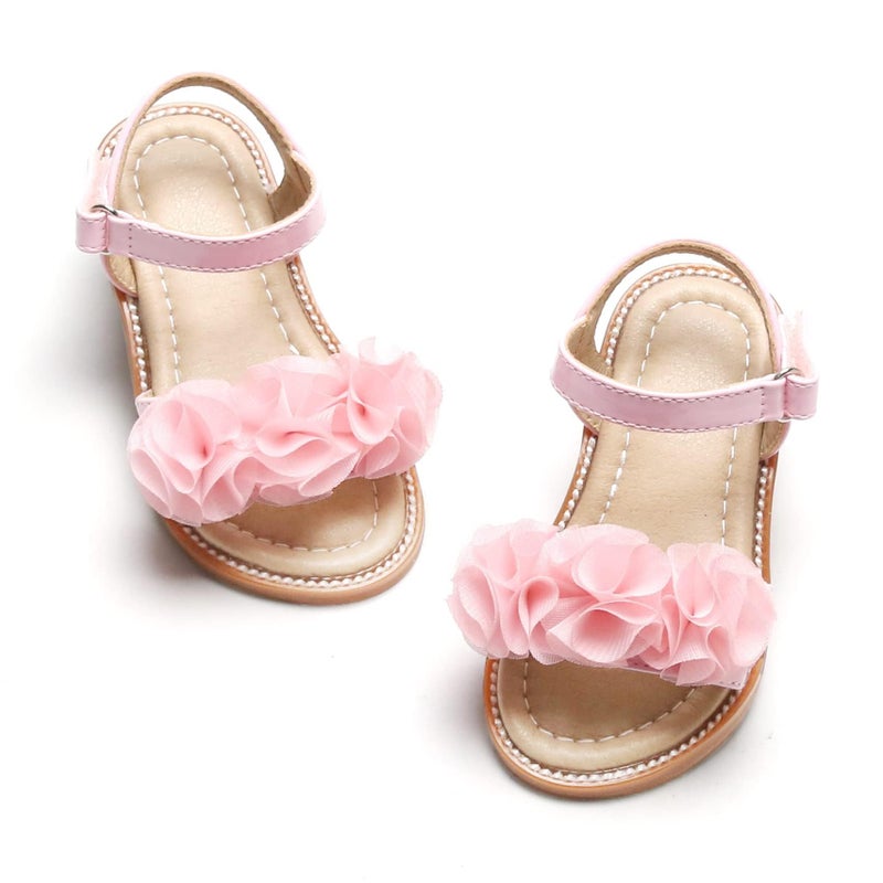 Felix & Flora Toddler Girl Pink Sandals Size 10 - Easter Flower Girl Dress Shoes Open Toe Little Kid Summer Flats - Image 1