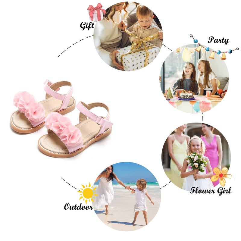Felix & Flora Toddler Girl Pink Sandals Size 10 - Easter Flower Girl Dress Shoes Open Toe Little Kid Summer Flats - Image 4