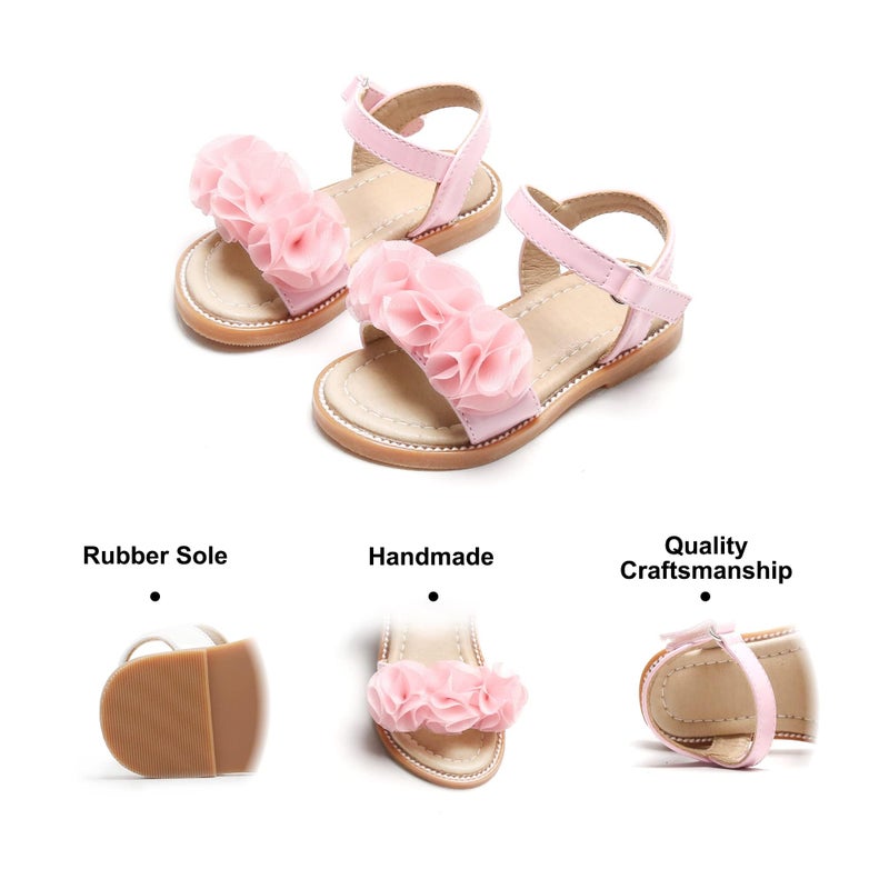 Felix & Flora Toddler Girl Pink Sandals Size 10 - Easter Flower Girl Dress Shoes Open Toe Little Kid Summer Flats - Image 5
