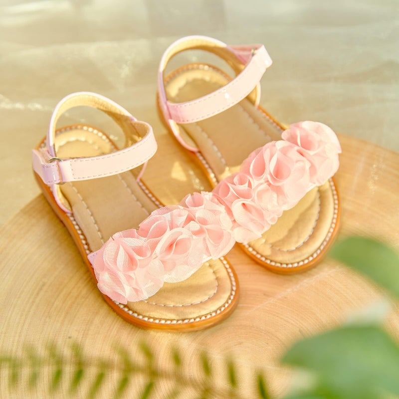 Felix & Flora Toddler Girl Pink Sandals Size 10 - Easter Flower Girl Dress Shoes Open Toe Little Kid Summer Flats - Image 3