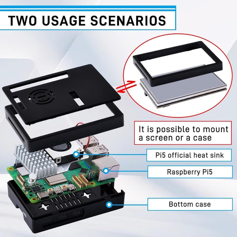 GeeekPi 3.5 Inch HDMI Touch Screen with Case for Raspberry Pi 5 Includes Official Pi 5 Active Cooler 320x480 TFT LCD Display Touchscreen Monitor for Home Lab and DIY Projects - Image 4