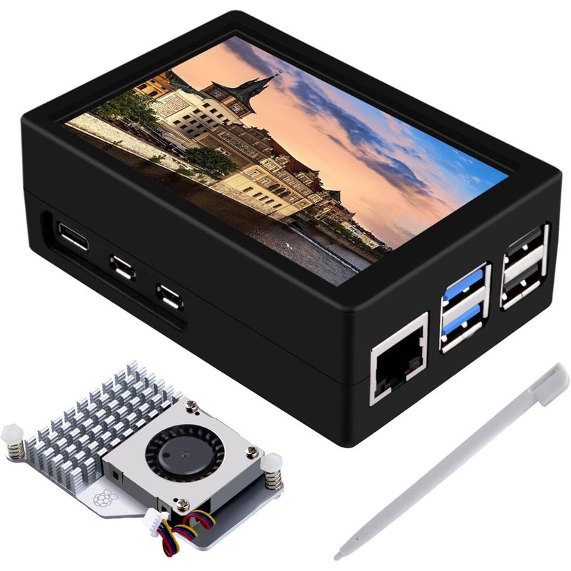GeeekPi 3.5 Inch HDMI Touch Screen with Case for Raspberry Pi 5 Includes Official Pi 5 Active Cooler 320x480 TFT LCD Display Touchscreen Monitor for Home Lab and DIY Projects - Image 1