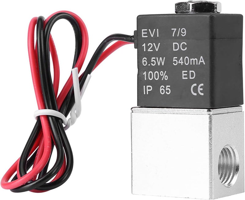 Denash Electric Solenoid Valve, 1/4inch DC 12V 2 Way Normally Closed Electric Solenoid Air Valve, Stainless Steel Solenoid Valve for Air, Gas, Liquid, Water - Image 1