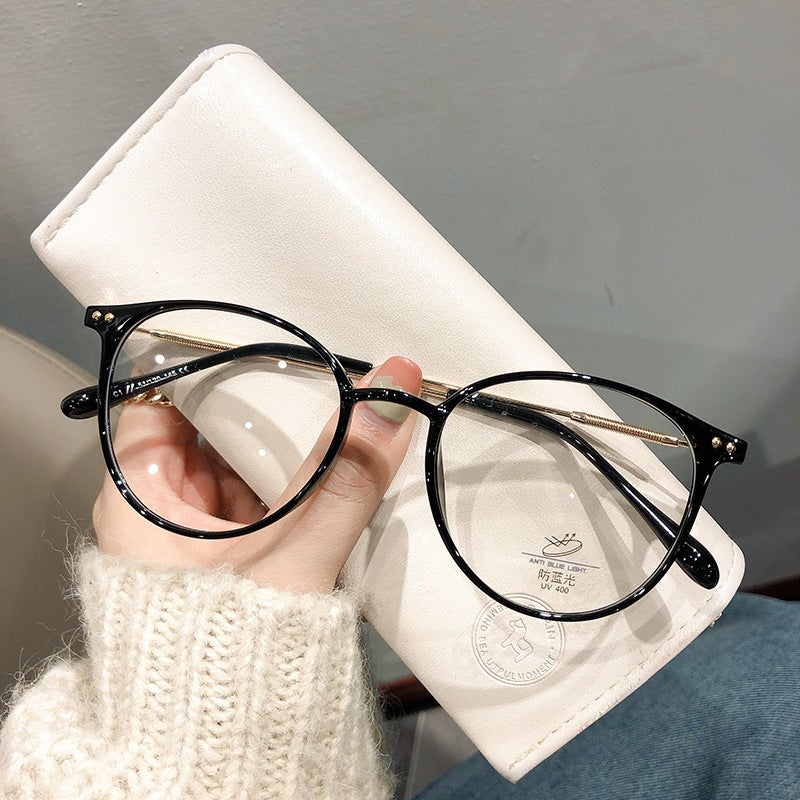 Elegant Cold Tea Color Myopia Glasses Frame for Women - Ultra-Light Anti-Blue Light Eyewear, YALONG 9531