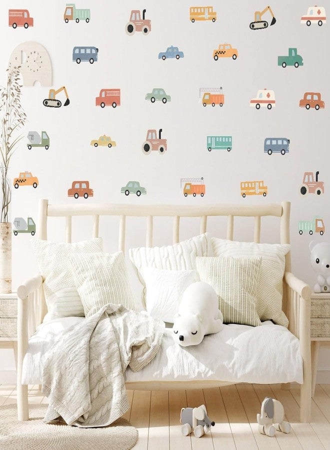 YIMEHDAN Watercolor Transportation Vehicle Wall Decals,Truck Tractor Excavator Bus Vinyl Wall Stickers, Self-Adhesive Cartoon Construction Car Artwork for Boys Bedroom Playroom Decor - Image 2