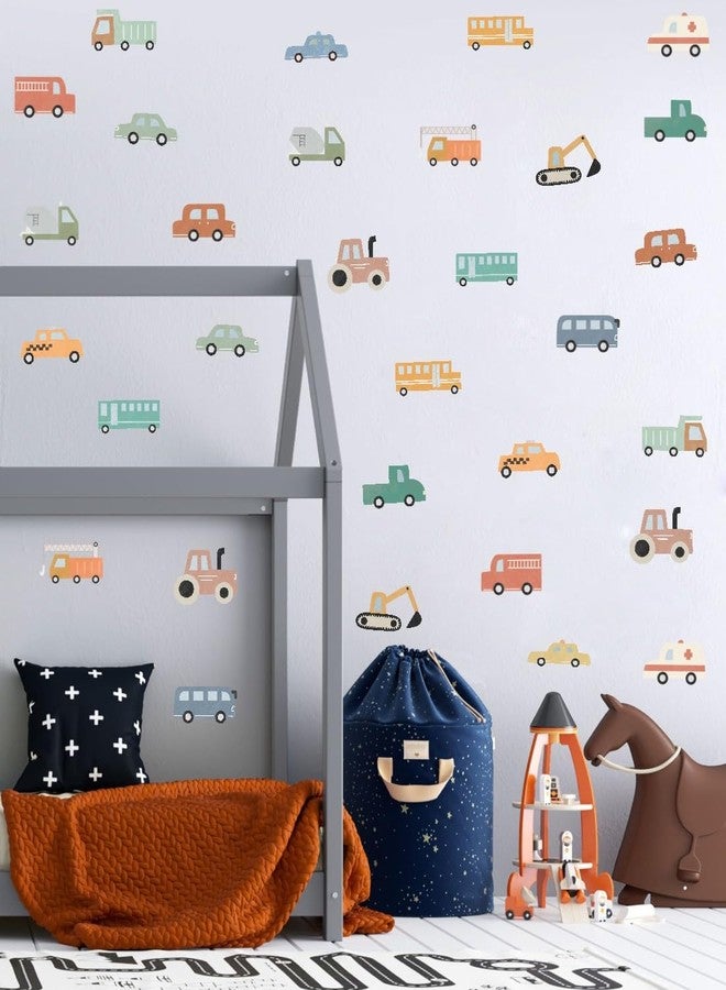 YIMEHDAN Watercolor Transportation Vehicle Wall Decals,Truck Tractor Excavator Bus Vinyl Wall Stickers, Self-Adhesive Cartoon Construction Car Artwork for Boys Bedroom Playroom Decor - Image 5
