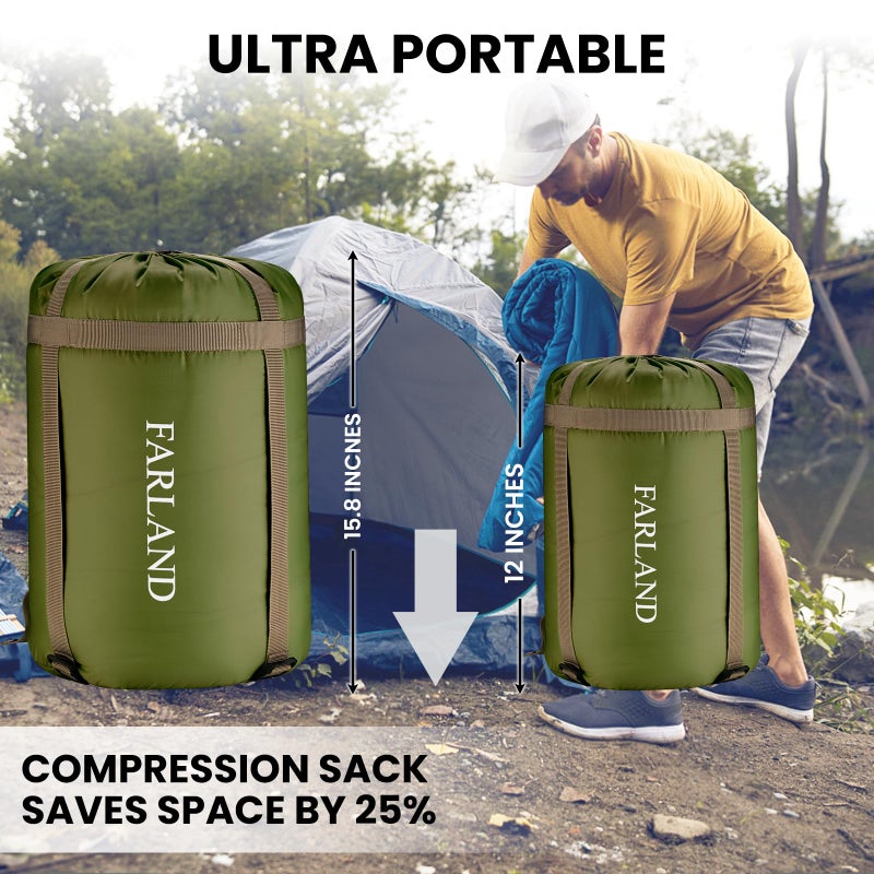 FARLAND Sleeping Bags 30â„‰ for Adults Teens Kids with Compression Sack Portable and Lightweight for 3-4 Season Camping, Hiking,Waterproof, Backpacking and Outdoors - Image 4