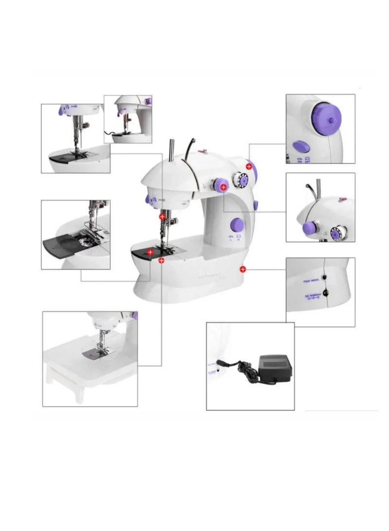 DIGI CORE Mini Sewing Machine Portable Household Sewing Machine For Beginners Double Threads And Two Speed-Multi-Function Mending Machine With Foot Pedal for Kids Women Travel and Quick Sewing - Image 3