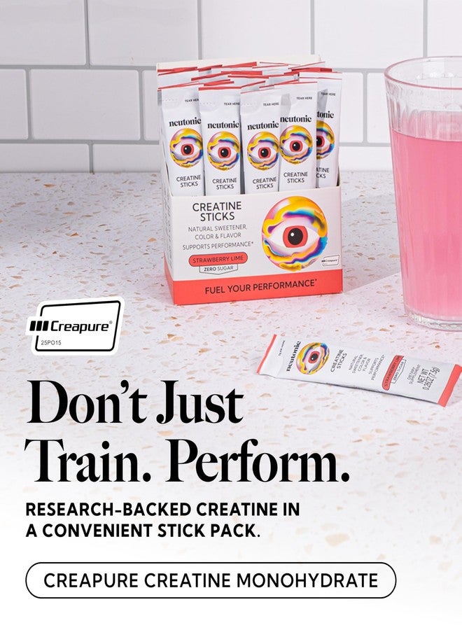 Neutonic Creatine Monohydrate | Strawberry Lime Flavored | Premium Micronized Creapure Creatine Powder | Supports Strength and Power | Zero Sugar, Vegan | Convenient Single-Serve Packets | 30 Sticks - Image 2