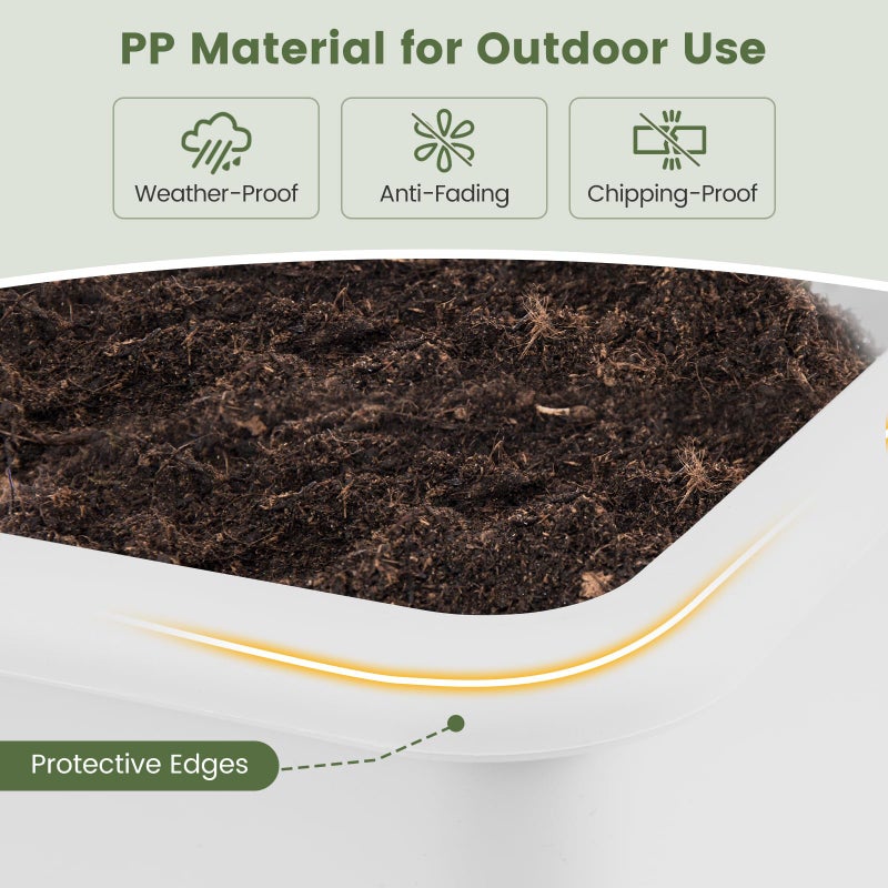 Giantex Raised Garden Beds Outdoor Set of 2, Self-Watering Planter Box with Detachable Legs & Drainage Hole, Outdoor Raised Container for Vegetable Fruit Herbs, 31.5â€Lx12â€Wx16â€H, Easy Assembly (White) - Image 4