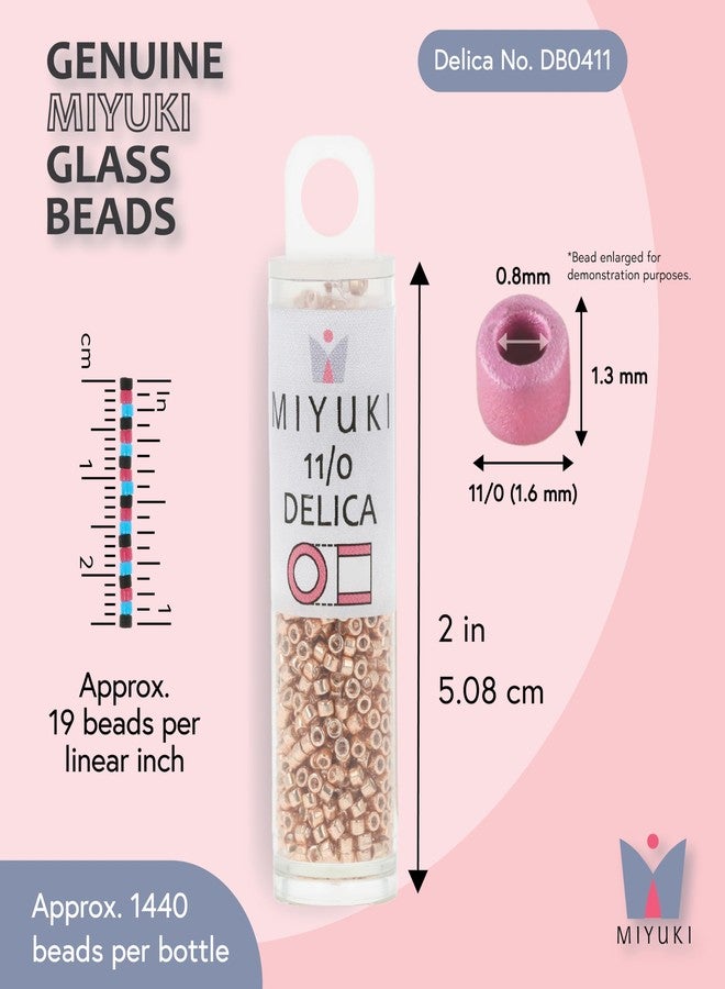 Miyuki Delica Seed Beads - Size 11/0 (1.6 mm), DB0411, Galvanized Gold Dyed, 7.2 g, Approx. 1440 Beads, Made in Japan - Image 3