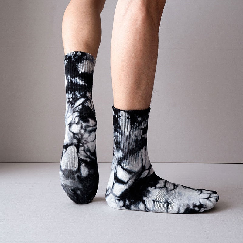 Tie-Dyed Long Socks Men'S Mid-Length Socks Ins Trendy Pure Cotton Autumn Basketball Towel Socks Thickened Women'S High-Top Long Socks - Image 5