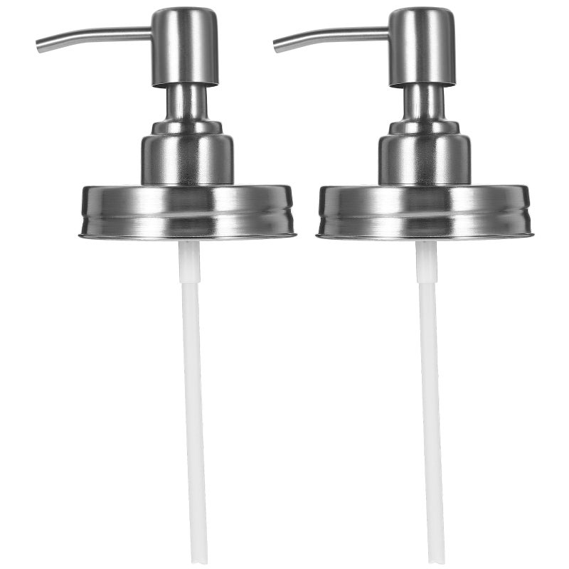 2pcs Jar Pump Lid Soap Dispenser Lid with Pump Stainless Steel Lotion Dispenser Lid - Image 1