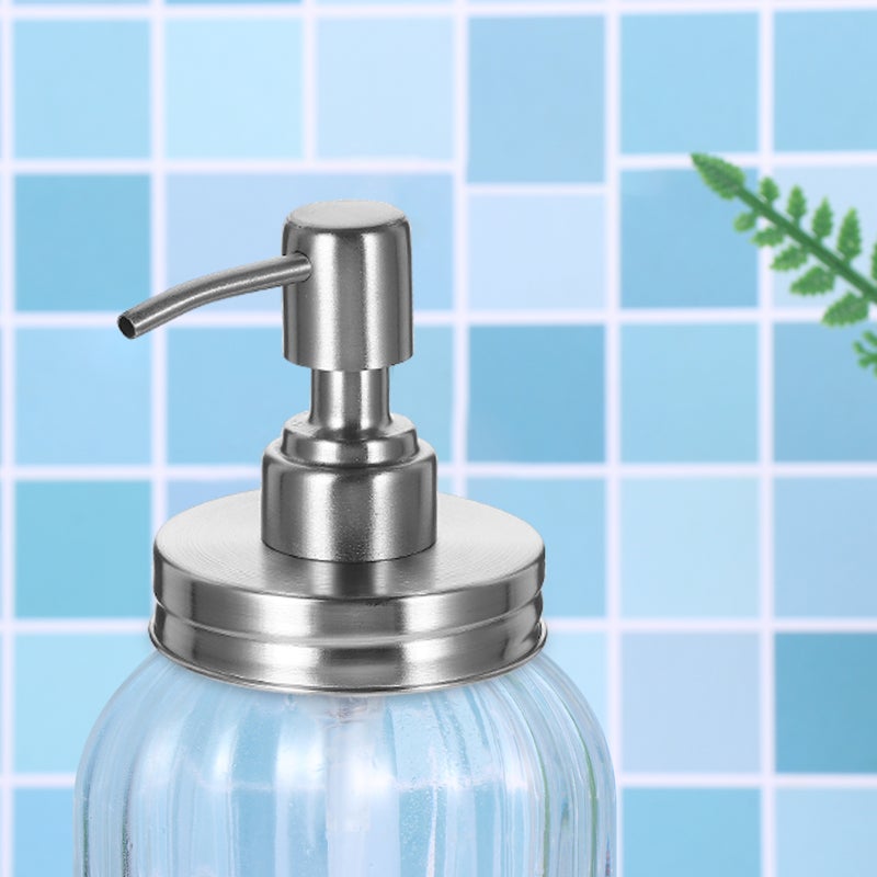 2pcs Jar Pump Lid Soap Dispenser Lid with Pump Stainless Steel Lotion Dispenser Lid - Image 3