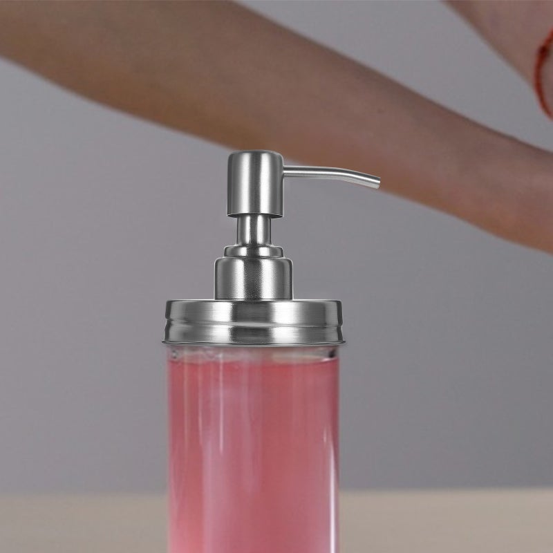 2pcs Jar Pump Lid Soap Dispenser Lid with Pump Stainless Steel Lotion Dispenser Lid - Image 2